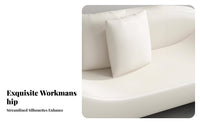 Minimalist aesthetic Curved Settee Space-Saving Design Loveseat distinctive Shape Small Couch Soft Texture for Apartment Dwellers, Interior Designers, Business Owners, Bedroom, salon, Reception Area, perusing alcove