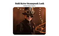 Dressing  Accessory Industrial Style Universal Fit Steampunk Hat with Goggles Gothic Steampunk Hat for Themed Events, Cosplay