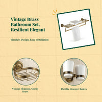 Brass Antique Bathroom Hardware Set, European Wall-Mount Kit
