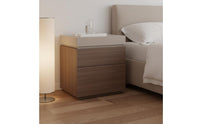Italian Design Bedside Cabinet with Hidden Compartment Solid Wood Storage Nightstand