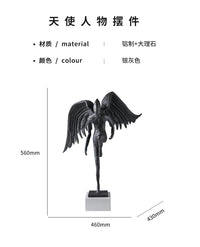 现代简约风铝铸造抽象天使人物摆件售楼部样板房入户大堂软装饰品