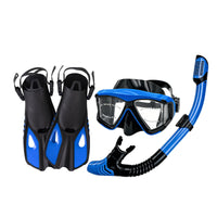 Snorkeling Gear Set Three-Piece Full Dry Snorkel Fins Adult with Optional Prescription Lenses Diving Mask