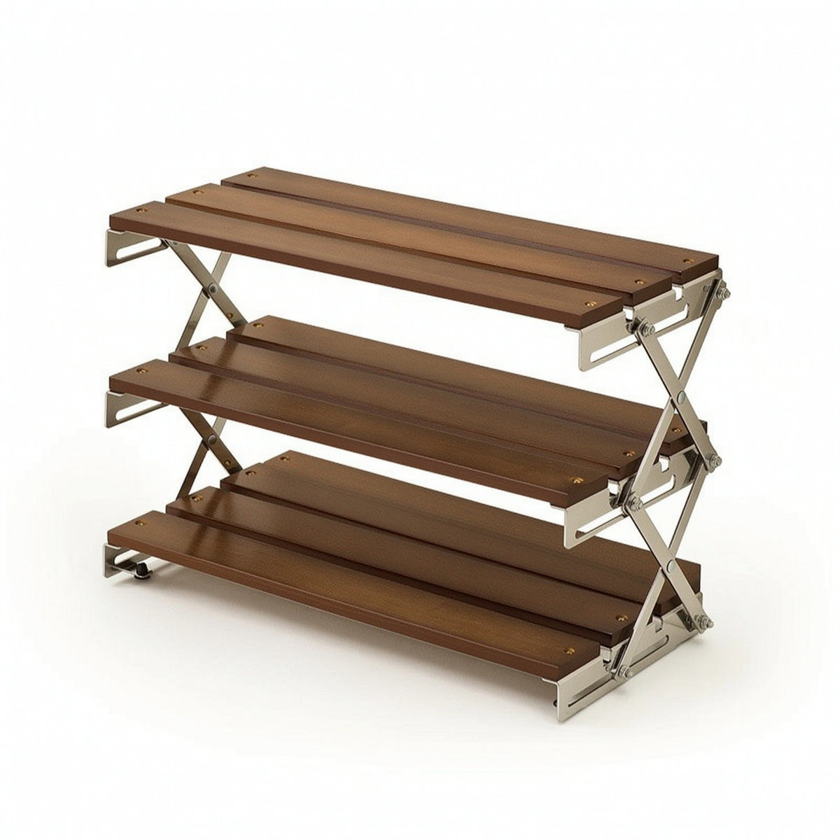 3-Tier Desktop Rack Tabletop Foldable Shelf with Metal Frame Space-Saving