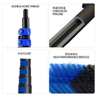 Solar Panel Glass Curtain Wall Cleaning Brush with Telescopic Pole and Water Flow, Aluminum Long Pole, 32cm Brush Head