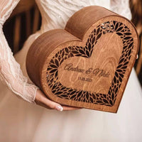 Heart Wooden Coin Box Giftable Home Decoration Decorative Cutout for Wedding