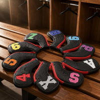 10 Pieces Golf Iron Head Covers Black Iron Club Covers Sports Gear Gear