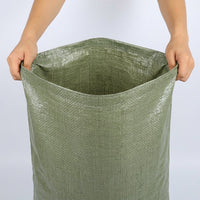 Gray-Green Woven Polypropylene Debris Sacks for 50kg Load, Reusable Garden Bags for Soil and Sand, Thin Grade Open-Top Construction Waste Bag