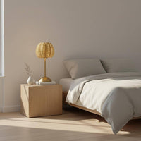 Rattan Table Lamp Bronze-Gold Finish Home Lighting