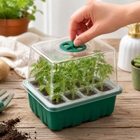 6 Cell Seedling Tray, Mini Greenhouse Propagation Tray with Watertight Base, Clear Cover & Humidity Dome Vent, Reusable for Home Gardening