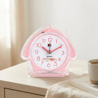 Flat Base House-Shaped Alarm Clock Floral Decoration Analog Desk Alarm Clock Compact Decor Piece Cute