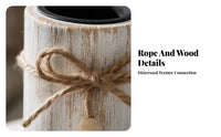 3 Pieces Wooden Candle Holder with Tray | Cozy Farmhouse Style, Candle Holder with Jute Bow, for Tabletop