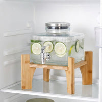 Glass Water Dispenser with Metal Stand, Square Juice Dispenser with Tap, Light Luxury Style Drink Dispenser for Party and Kitchen Cold Water Use