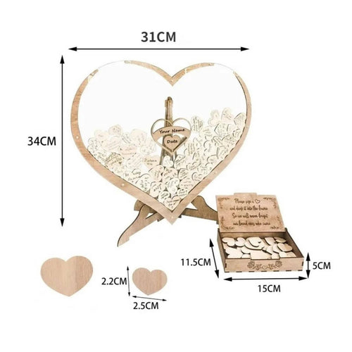 Wedding Heart Drop Box Decorative Heart Drop Box Cut Rustic Wooden Guestbook for Couples, Ceremony Table
