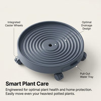 Heavy Duty Rolling Plant Saucer with Wheels, Indoor Outdoor Flower Pot Mover, Plant Stand for Heavy Plants, European Design, Easy to Clean