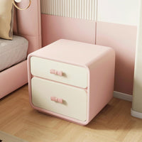 2-Drawer Cabinet with Bow Pulls Space-Saving Design Bedside Table Compact Size