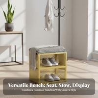 Padded Shoe Storage Bench Multi-Functional Cushitwo-in-Ad Shoe Rack Stool