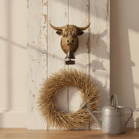 Scottish Cattle Welcome Bell Metal Welcome Bell with Bovine Head Outdoor Antique Bronze Door Chime for Entryway