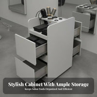 Hair Salon Tool Cabinet Modern Minimalist Design Hairdressing Storage Cart Construction Double-Sided Barber Station for Barbers, Beauty Parlor