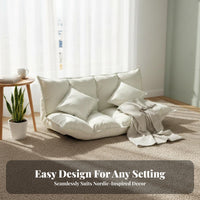 Foldable 2-Seater Floor Sofa Converts to Bed Fold-Expandable Mattress Couch Space-Saving Adjustable Backrest for Young Adults