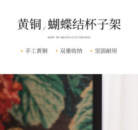 轻奢黄铜复古咖啡杯子架水杯架收纳架杯碟马克杯水杯挂架展示架