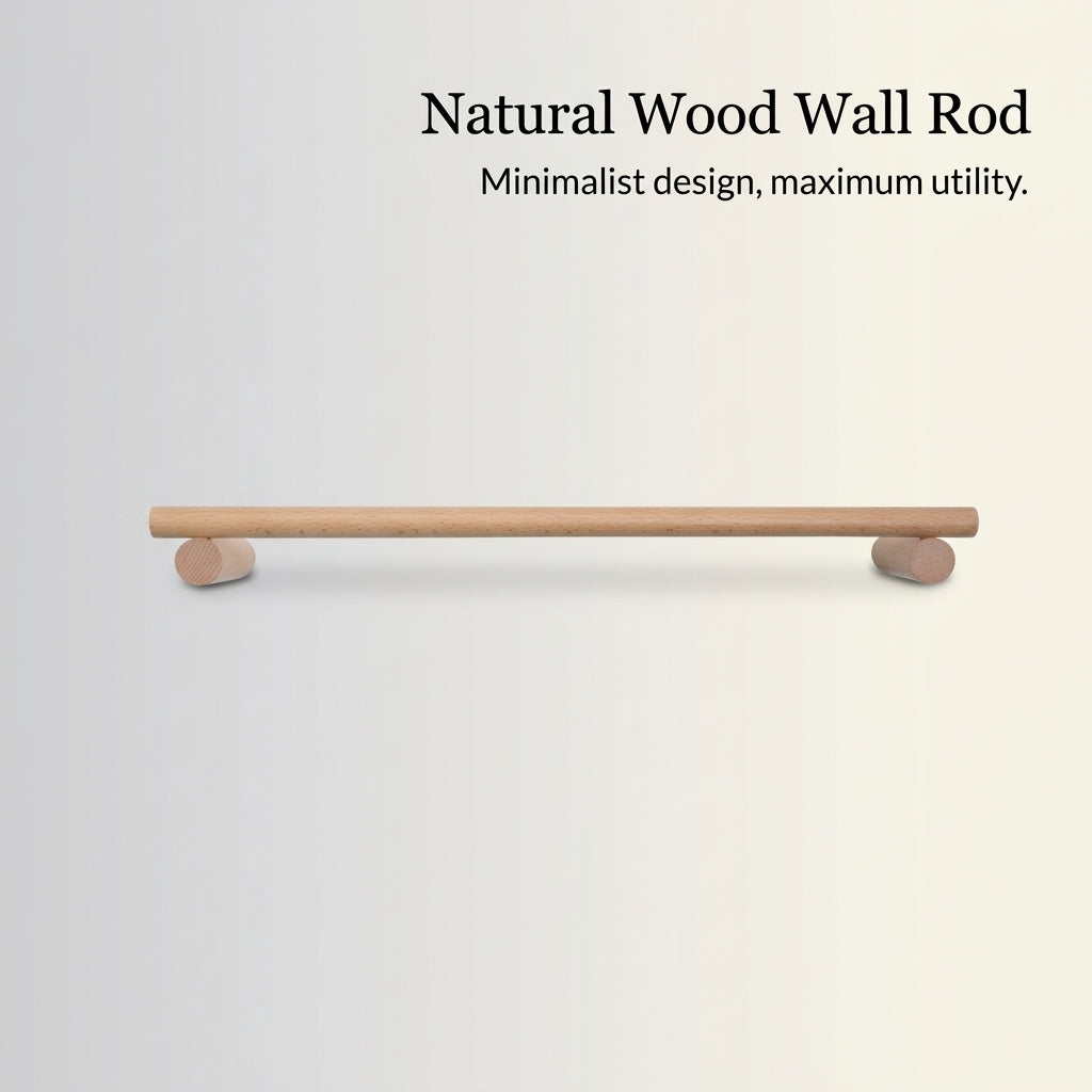 Bedroom Solid Racks, Beech Garment Organizer for Home, Nordic Wall Mount with Storage, Flexible or Adhesive Installation