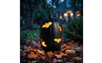 Pumpkin with Flying Mammal Shape Cutout Hollowed-out Halloween Pumpkin Carved Jack-Pumpkin Lantern Cutouts for Porch, Mantel, Entryway