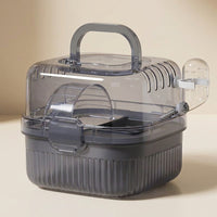 Portable Hamster Cage with Clear Lid, Large Oval Shape Travel Hamster Cage Includes Water Bottle and Wheel, Outdoor Hamster Cage for Small Pet Travel