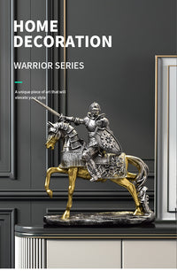 跨境热卖复古希腊骑马武士树脂摆工艺品创意铠甲武士马客厅装饰品