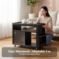 Rolling Tea Trolley Mobile Design with Casters 2-Tier Rolling Cart for Bedroom