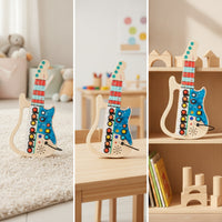 Guitar Busy Board Interactive Wooden Busy Board Compact Switch Toy for Airplane