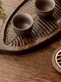 Solid Wood Banana Leaf Tea Tray