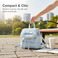 Casual Solid Color PU Leather Backpack for Women, Fashionable Korean Style School Bag