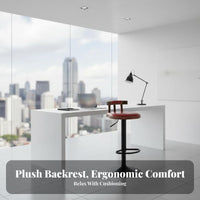 Adjustable Pedestal Stool Retro Design Studded Swivel High Chair With Backrest