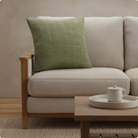 Linen Plaid Pillow Cover Rustic Plaid Pattern Pillow Cover Neutral Tones for Living Room