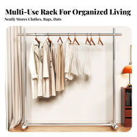 Single Rail Clothing Rack Sturdy Duty Clothes Stand Stable Base Minimalist Design for Retailers, Fitting Area, Bedroom, Entryway