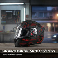 Carbon Woven Full Face Helmet Anti-Fog Full Face Carbon Fiber Helmet Aerodynamic Design Impact-Resistant Headwear for Men, Adults, Commuting