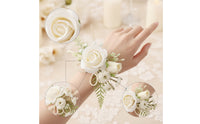 Artificial Rose Corsage Cream Boutonniere Compact for Bridesmaids, Proms Goers