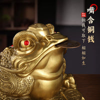 Brass Bagua Gold Toad Figurine, Chinese Style, Metal Craft