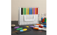 12 Pieces Carrying Handle Direct-Liquid Acrylic Markers Color Card Soft-Tip Acrylic Markers Bright Colors Paint Pen Set Organized Storage