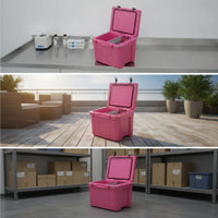 Rigid Cooler with Basket and Divider Wipe-Clean Insulated Cooler Box Heavy-Duty Hard Insulated Ice Chest Long-Lasting for Couriers