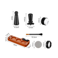 7 Pieces Espresso Organizer with Tools Wooden Coffee Tool Storage Board Compact Pressing Station for Kitchen Counter