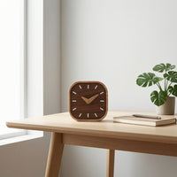 Wood Clock with Walnut Face Nordic Wooden Clock Stylish for Desk