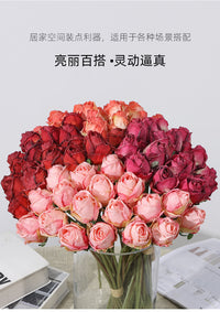 仿真花安哥拉烤边玫瑰复古假花 婚庆仿真用花新娘手捧花花材玫瑰