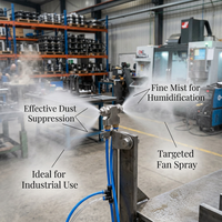 Nozzle 4BSPT Misting Low Pressure, 304 Stainless Steel Fogging Nozzle, Wide Angl #variant:Double-head Siphon Fan Spray
