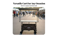 Foldable Utility Cart with Table Sets Up in Seconds Street Vending Cart Market Stall Trolley Multi-Terrain Wheels for Camping