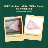 Kid Protection Sliding Pane Lock, Adjustable, No Tools Required, Multi-Purpose Cabinet Drawer Door Latch, Infant Protection Lock for Home, Kitchen, Bedroom
