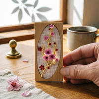 Blossom Frame Patterned Background Miniature Floral Frame Wooden Finish Miniature Decoration