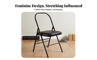 Foldable Iyengar Mind-Body Practice Chair Stable Support Folding Mind-Body Practice Chair Space-Saving Pilates Auxiliary Stool Heavy Duty for Beginners, Women, Home Gym