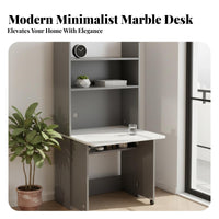 Folding Desk with Shelves Foldable Design Computer Table Multi-Function No Assembly Required for Students, Dorm Room, Bedroom