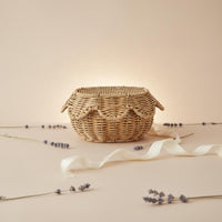 Lidded woven Basket Dust Protection Textile Container Basket Characteristic Edge Shape Storage Box for Dresser Top